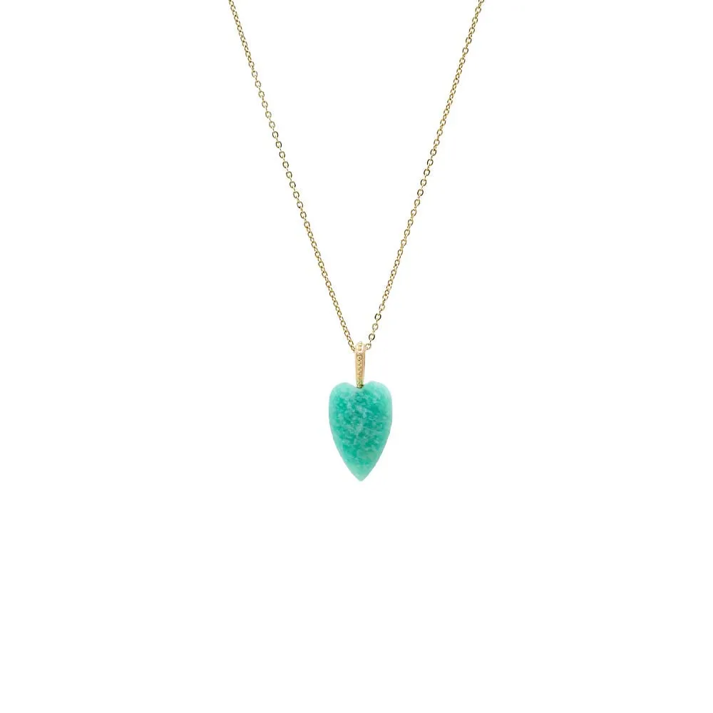 Natural Stone Elongated Heart Pendant Necklace sold by Adina Eden's product image thumbnail 4