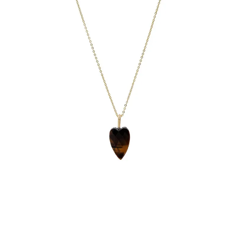 Natural Stone Elongated Heart Pendant Necklace made by Adina Eden's