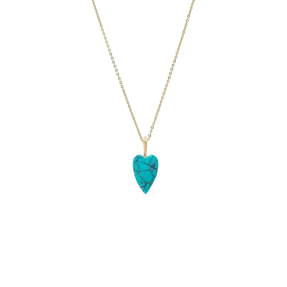 Natural Stone Elongated Heart Pendant Necklace sold by Adina Eden's product image thumbnail 5