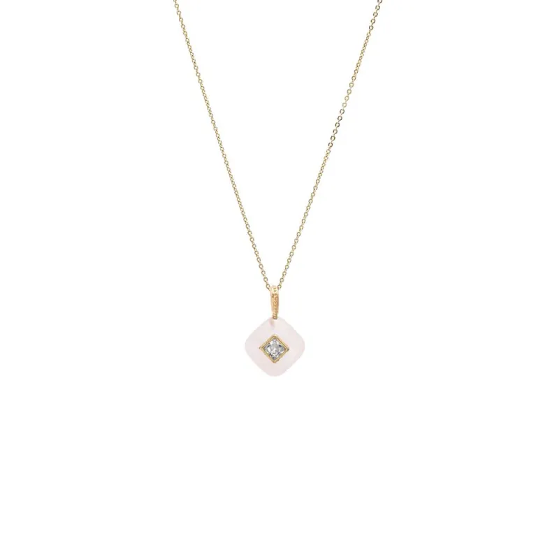 CZ Square Bezeled Natural Stone Pendant Necklace made by Adina Eden's
