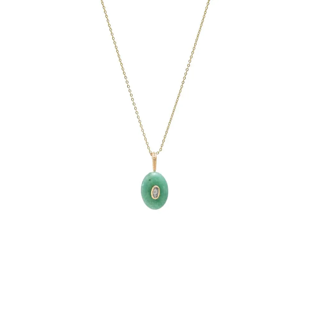 CZ Oval Bezeled Natural Stone Pendant Necklace sold by Adina Eden's product image thumbnail 4