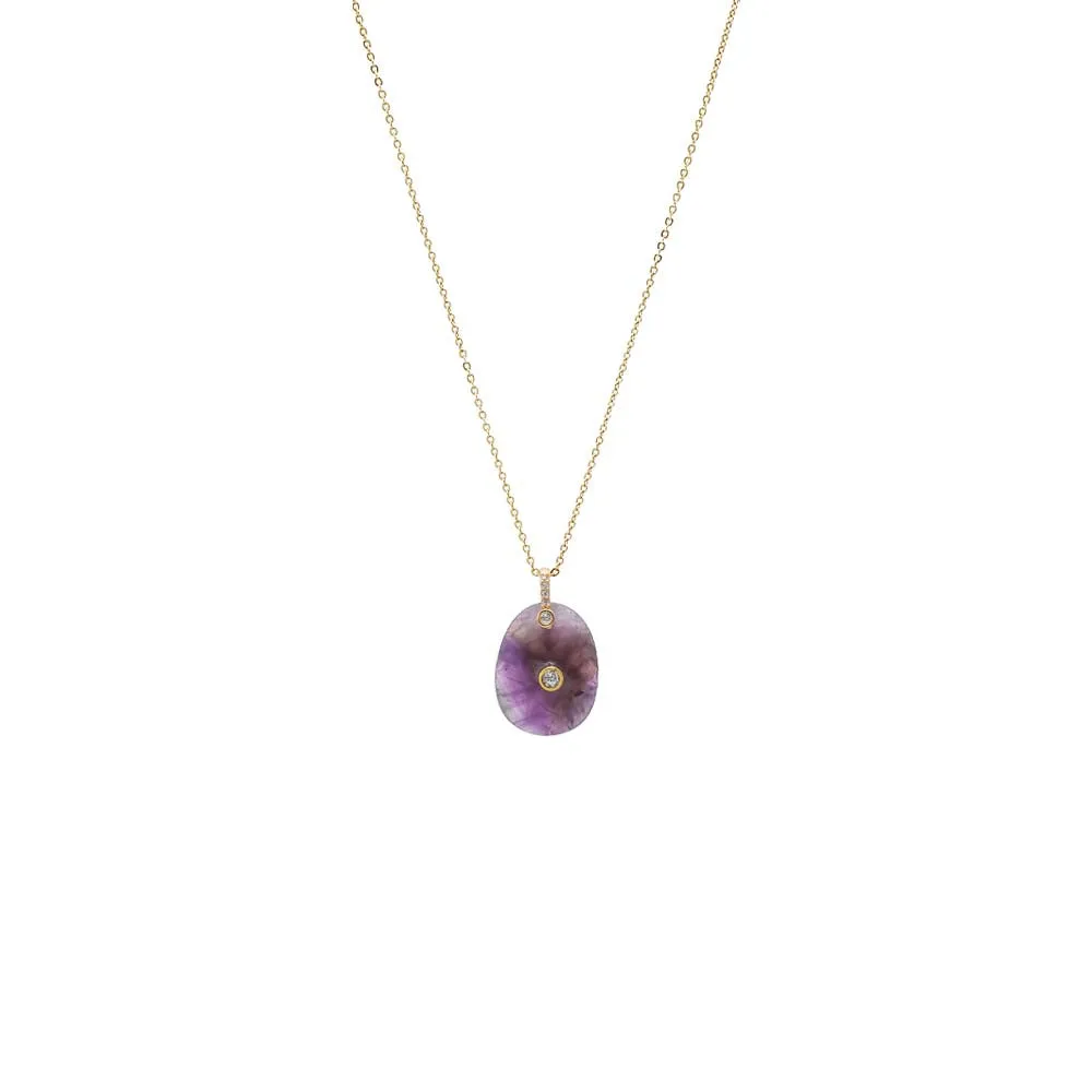 CZ Bezeled Natural Stone Pendant Necklace sold by Adina Eden's product image thumbnail 3