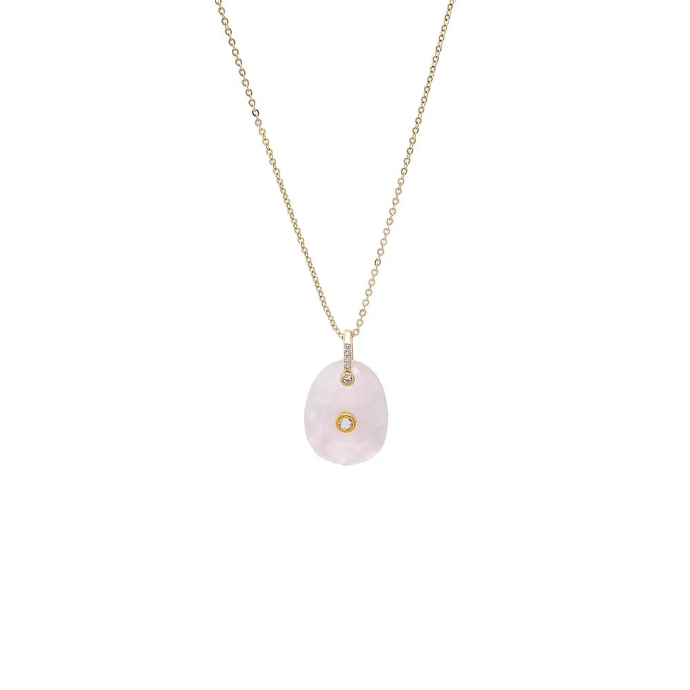 CZ Bezeled Natural Stone Pendant Necklace sold by Adina Eden's product image thumbnail 4