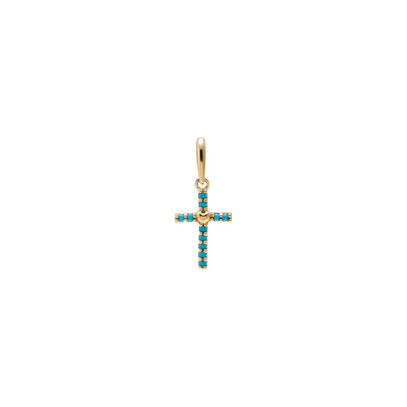 Turquoise Cross Charm 14K made by Adina Eden's
