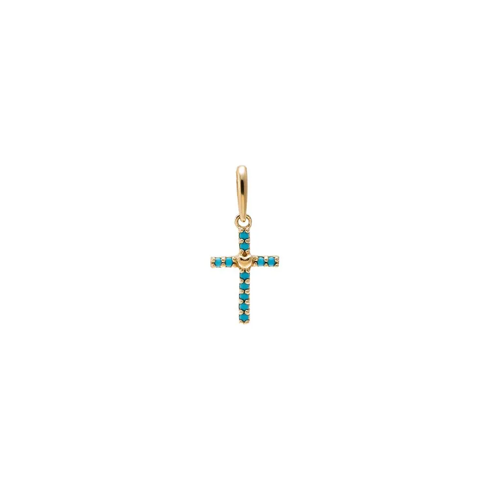 Turquoise Cross Charm 14K sold by Adina Eden's
