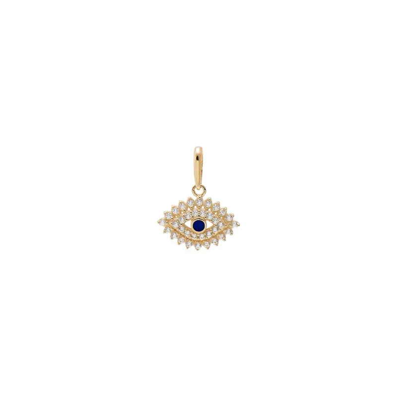 CZ & Sapphire Blue Evil Eye Charm 14K made by Adina Eden's