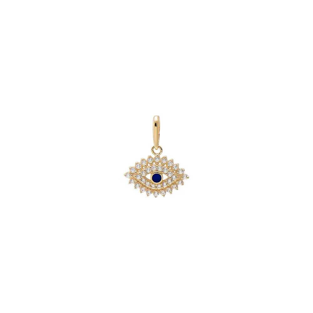 CZ & Sapphire Blue Evil Eye Charm 14K sold by Adina Eden's