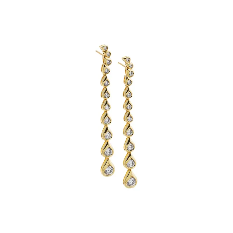 CZ Pear Bezel Curved Drop Stud Earring made by Adina Eden's