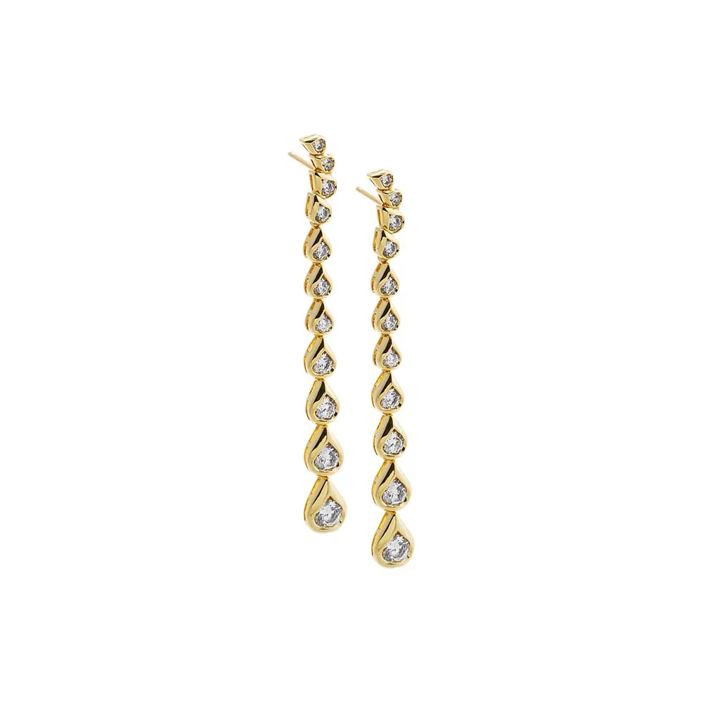 CZ Pear Bezel Curved Drop Stud Earring sold by Adina Eden's