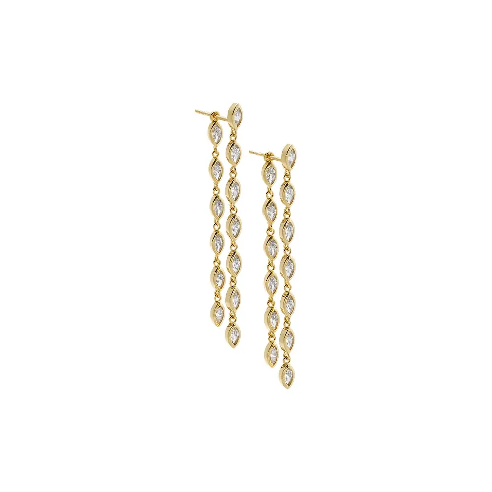 CZ Marquise Double Chain Drop Earring sold by Adina Eden's