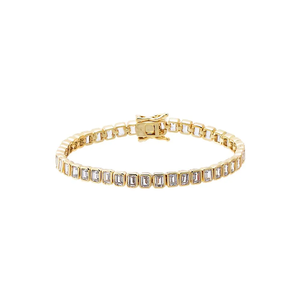 CZ Emerald Bezel Set Tennis Bracelet sold by Adina Eden's