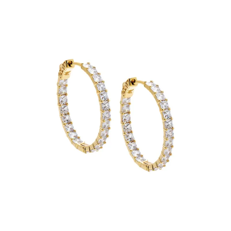 CZ Cushion Cut In & Out Hoop Earring made by Adina Eden's