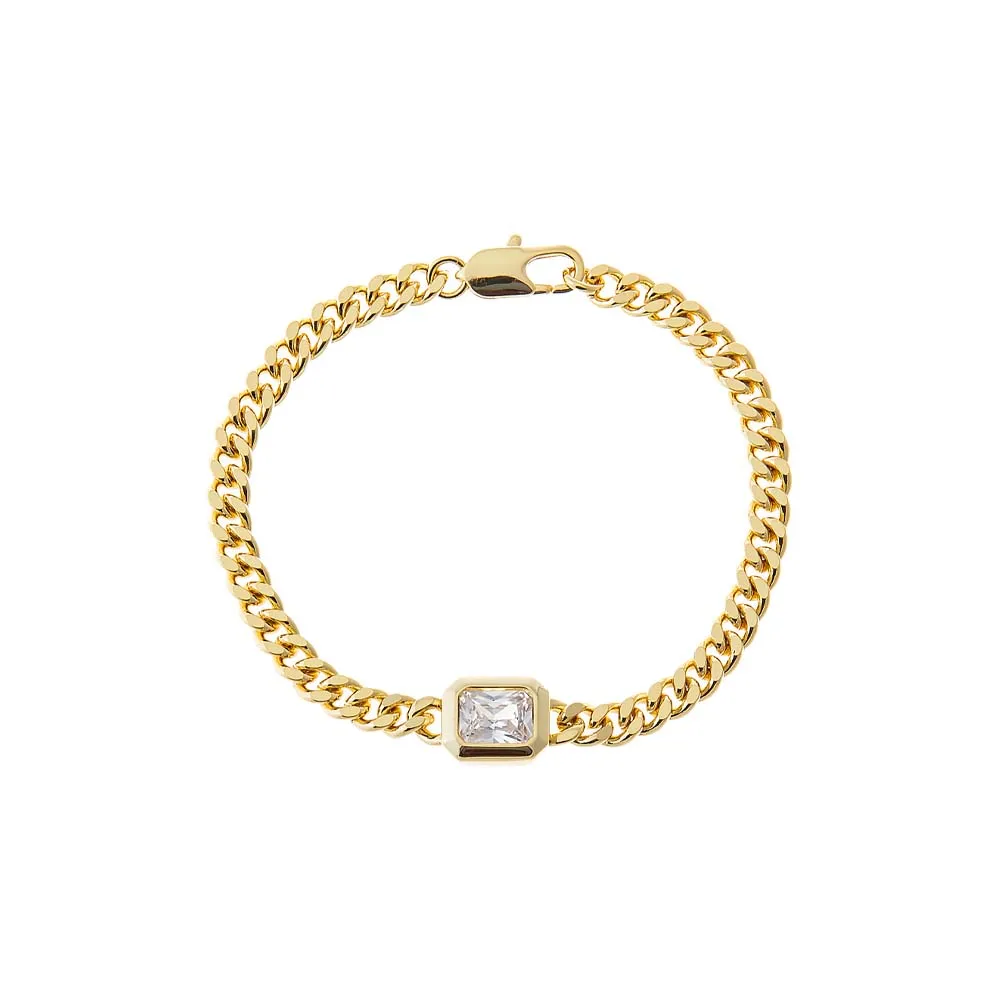CZ Cushion Cut Bezel Set Cuban Bracelet sold by Adina Eden's