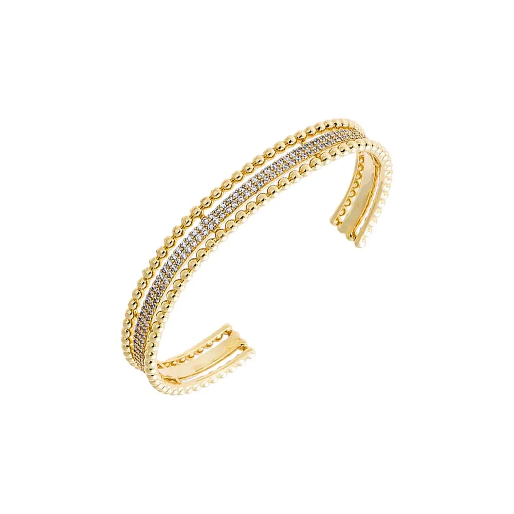 Beaded Multi Row Pavé Open Bangle sold by Adina Eden's