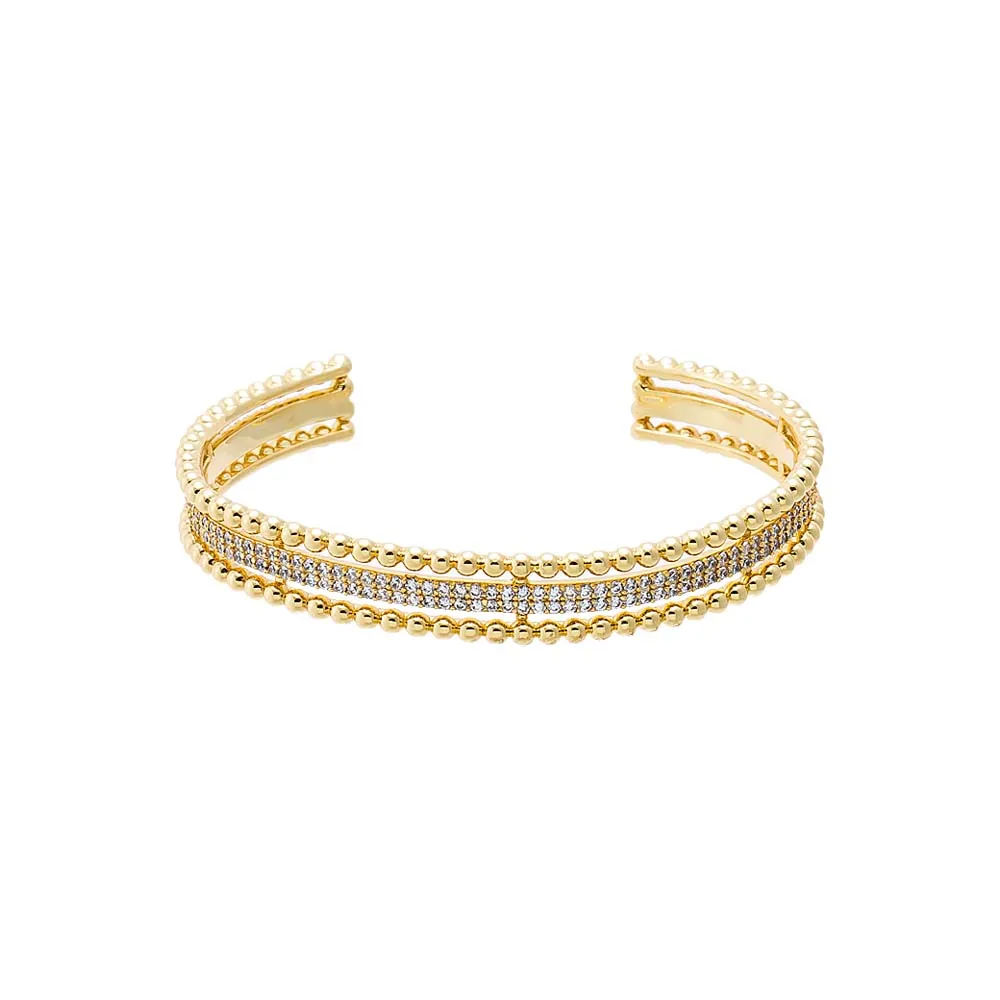 Beaded Multi Row Pavé Open Bangle sold by Adina Eden's product image thumbnail 2