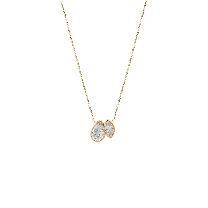 Lab Grown Diamond Toi E Moi Bezel Necklace 14K made by Adina Eden's