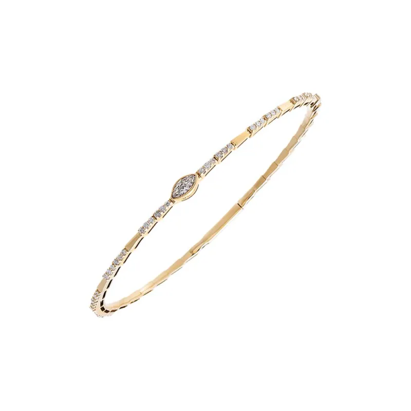 Lab Grown Diamond Marquise Accent Pleated Bangle14K made by Adina Eden's