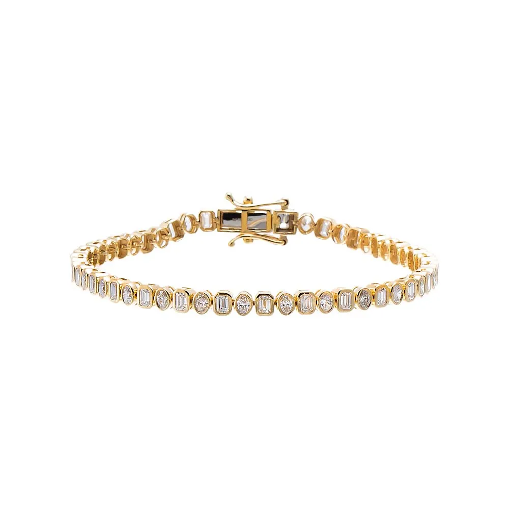 Lab Grown Diamond Emerald Bezel Tennis Bracelet 14K sold by Adina Eden's