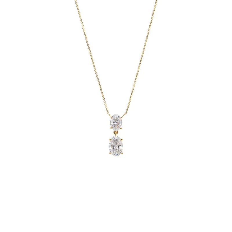 Lab Grown Diamond Double Oval Drop Necklace 14K made by Adina Eden's