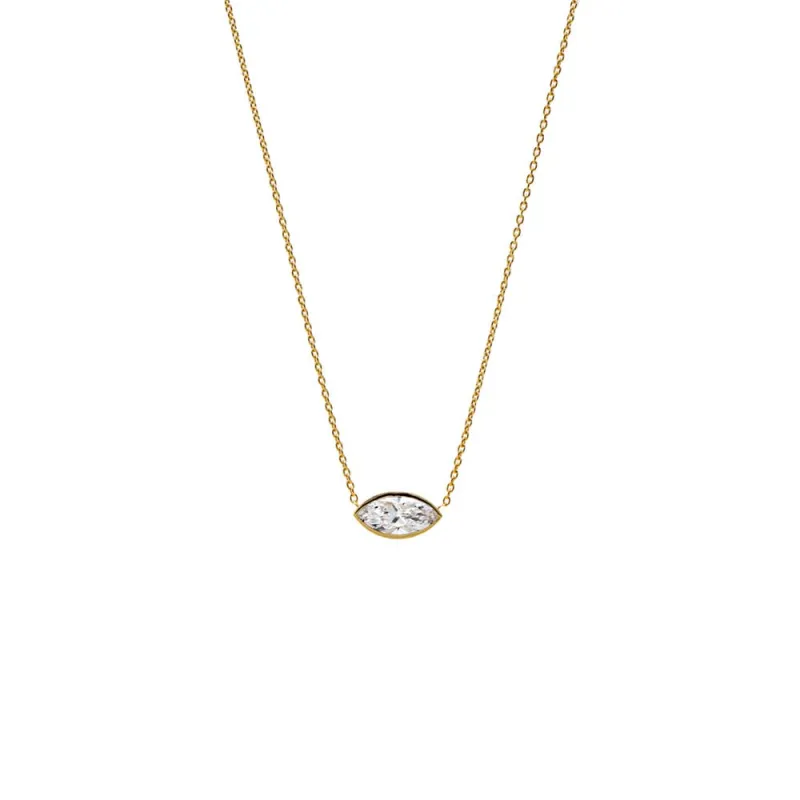 Lab Grown Marquise Bezel Necklace made by Adina Eden's