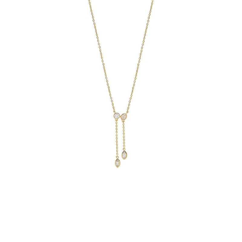 Lab Grown Diamond Round/Oval Bezel Drop Chain Lariat made by Adina Eden's