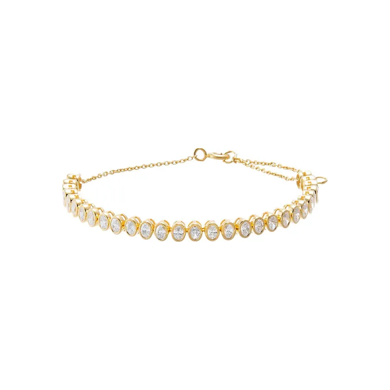 Lab Grown Diamond Oval Bezel Half Tennis Bracelet made by Adina Eden's