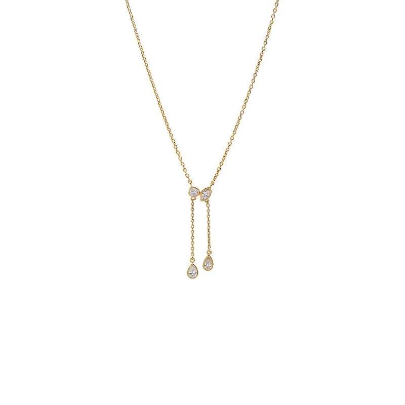 Lab Grown Diamond Multi Shape Bezel Drop Chain Lariat made by Adina Eden's