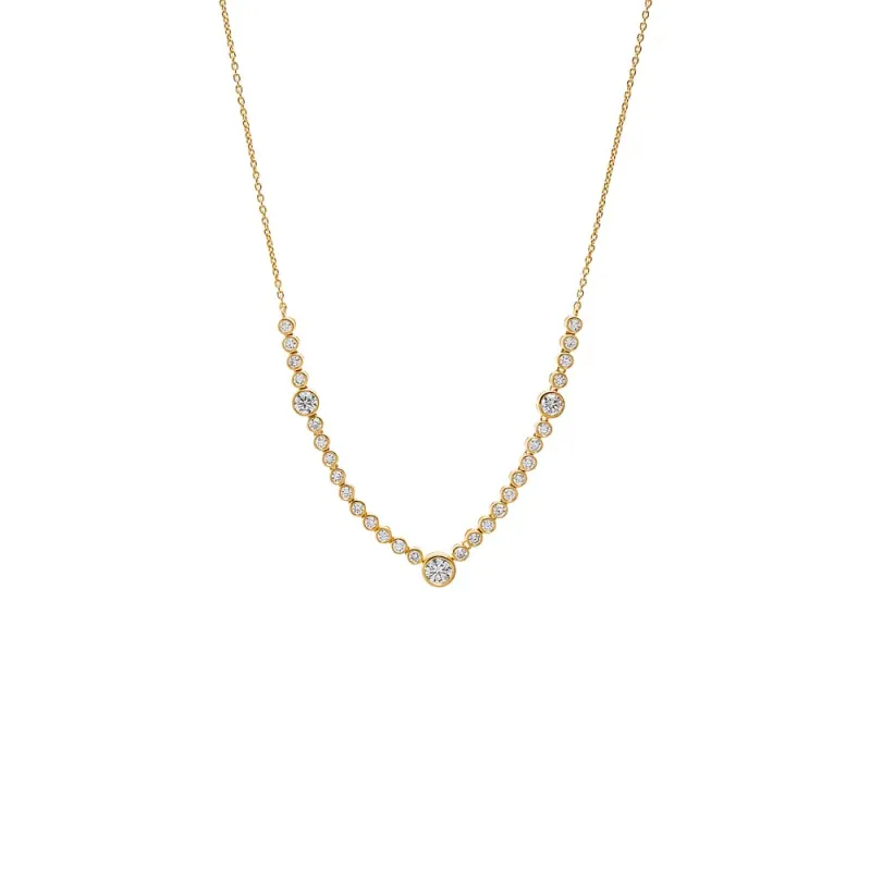 Lab Grown Diamond Bezel Round Center Tennis Necklace made by Adina Eden's