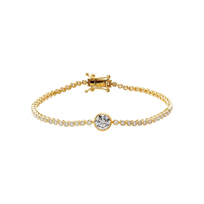 Lab Grown Diamond Bezel Round Accent Tennis Bracelet made by Adina Eden's