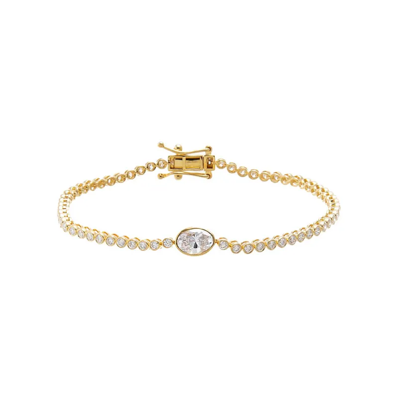Lab Grown Diamond Bezel Oval Accent Tennis Bracelet made by Adina Eden's
