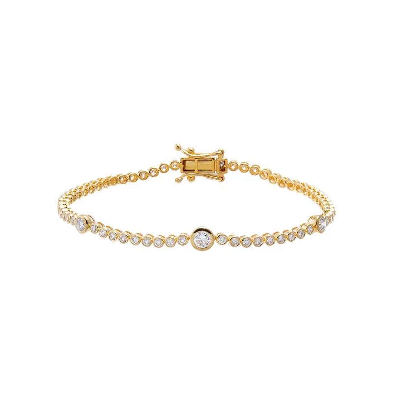Lab Grown Diamond Bezel Multi Round Accent Tennis Bracelet made by Adina Eden's