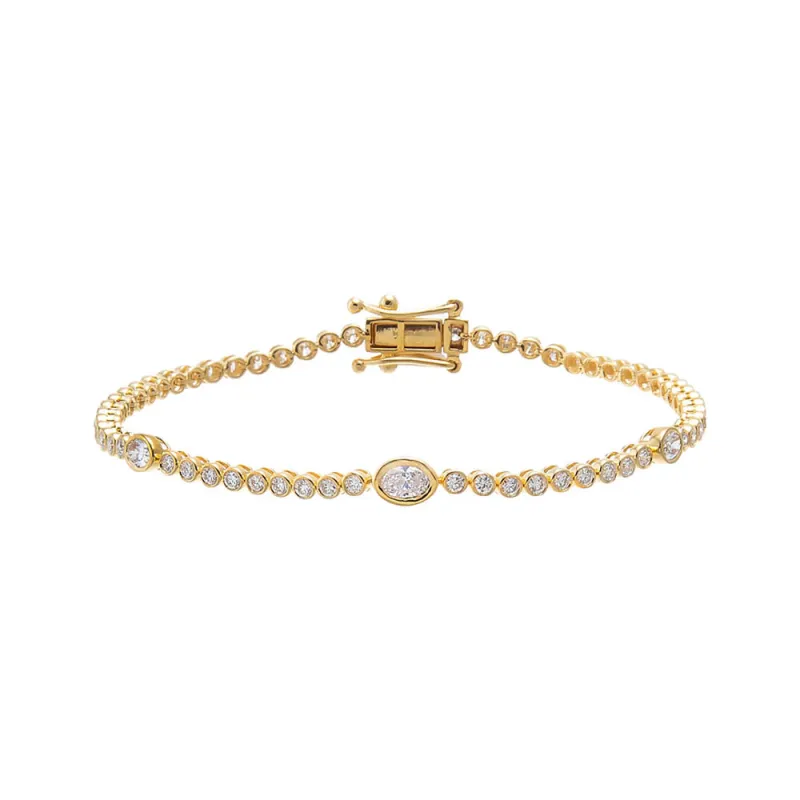 Lab Grown Diamond Bezel Multi Oval Accent Tennis Bracelet made by Adina Eden's