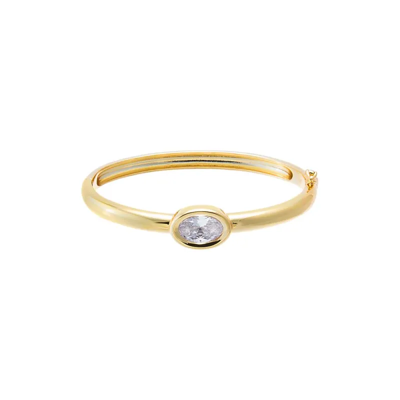 Oval CZ Wide Bezel Bangle Bracelet made by Adina Eden's