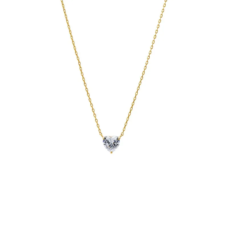 CZ Solitaire Heart Pendant Necklace made by Adina Eden's