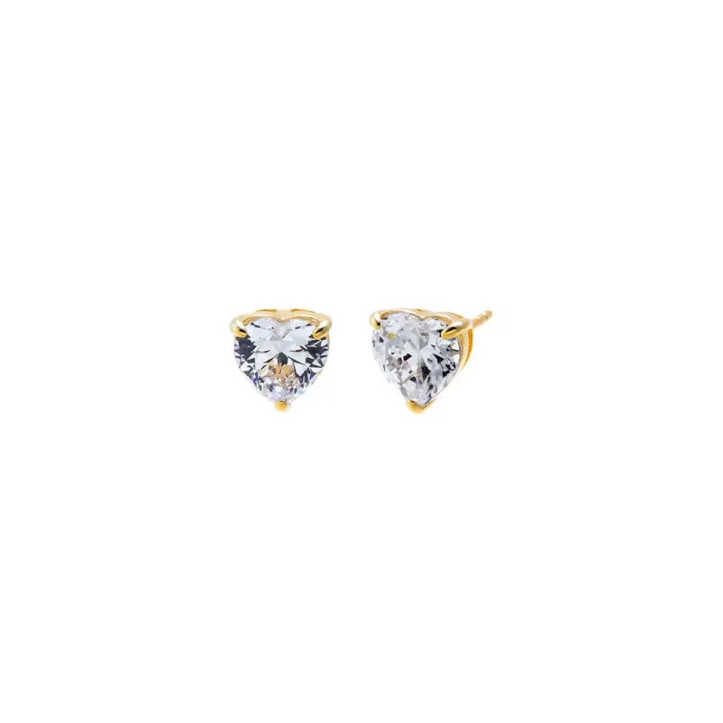 CZ Solitaire Heart Stud Earring made by Adina Eden's