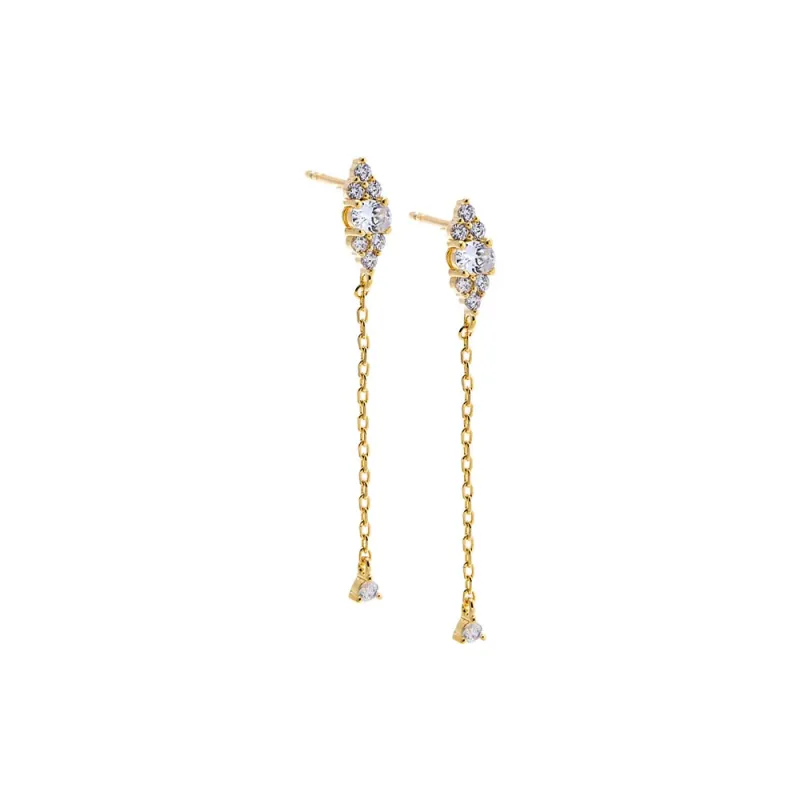CZ Cluster Drop Chain Stud Earring made by Adina Eden's