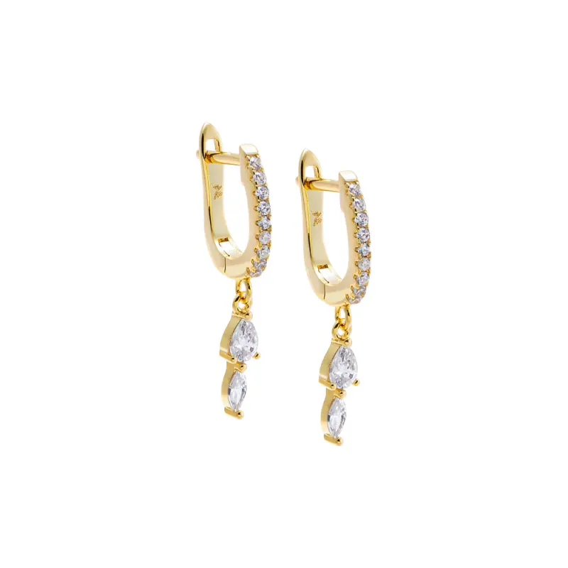 CZ Multi Shape Dangle Huggie Earring made by Adina Eden's