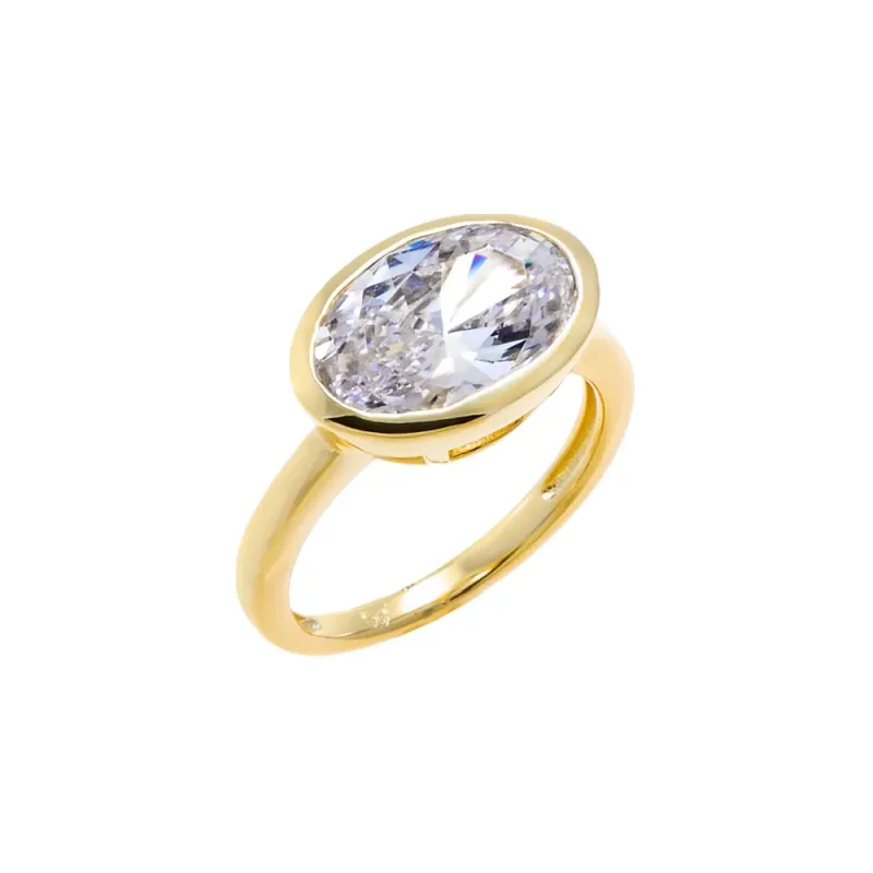 CZ Oval Bezel Pinky Ring made by Adina Eden's