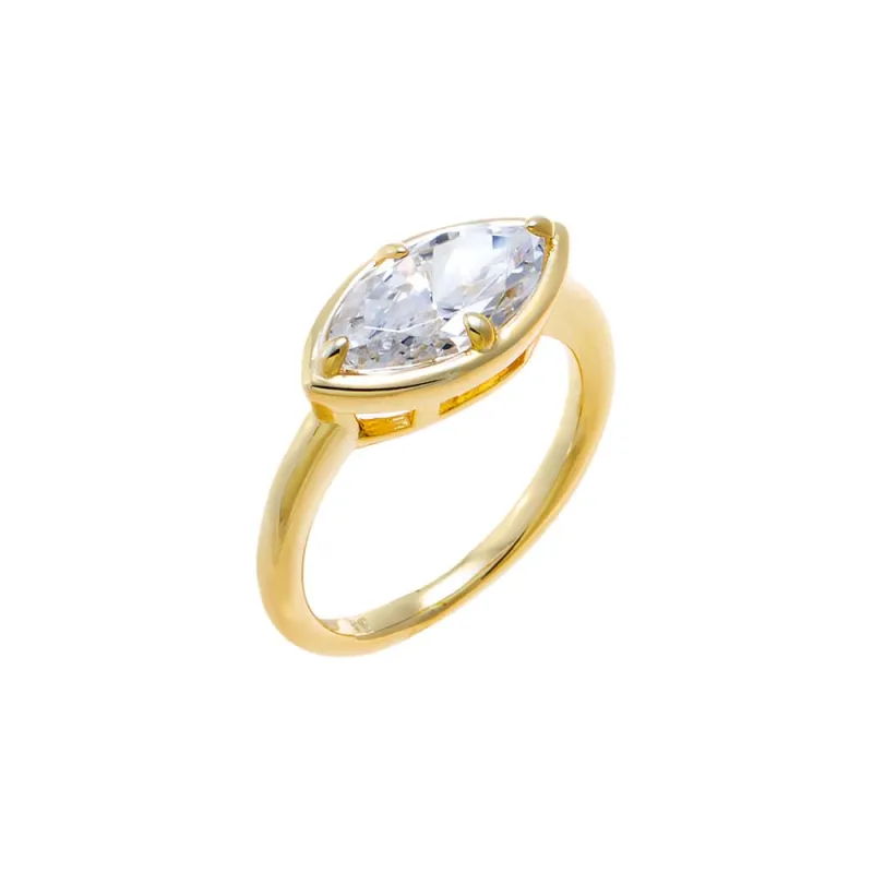 CZ Marquise Bezel Pinky Ring made by Adina Eden's
