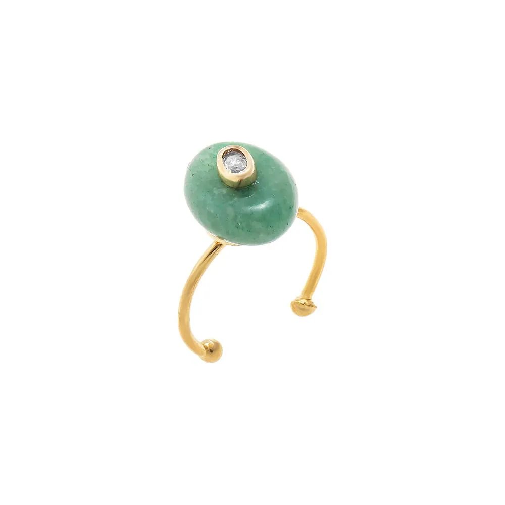 CZ Oval Bezeled Accent Bead Ring sold by Adina Eden's