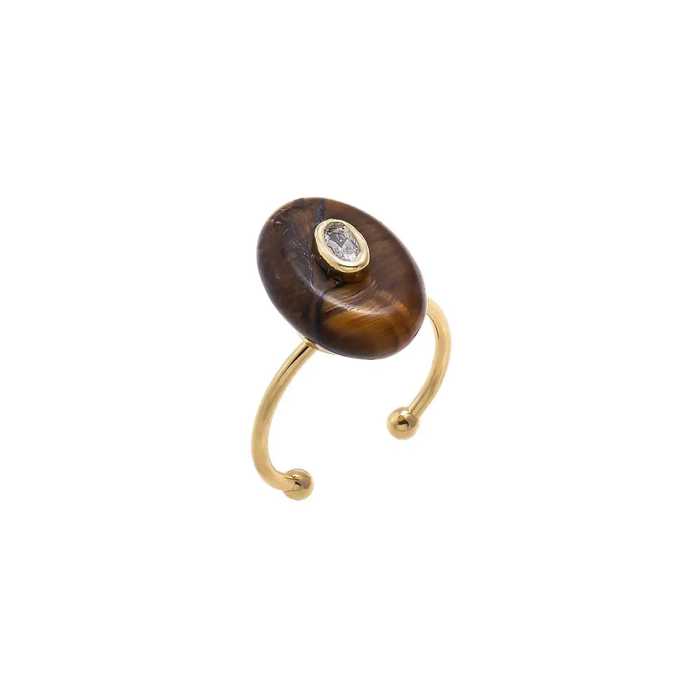 CZ Oval Bezeled Accent Bead Ring sold by Adina Eden's product image thumbnail 2