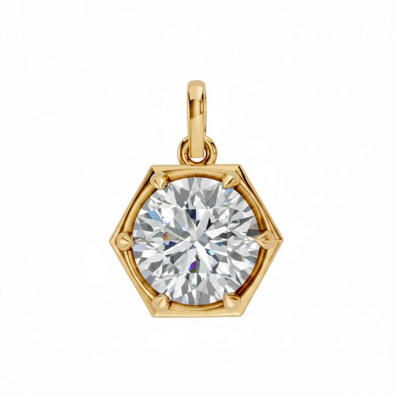 Lab Grown Diamond Round Encased Charm 14K made by Adina Eden's