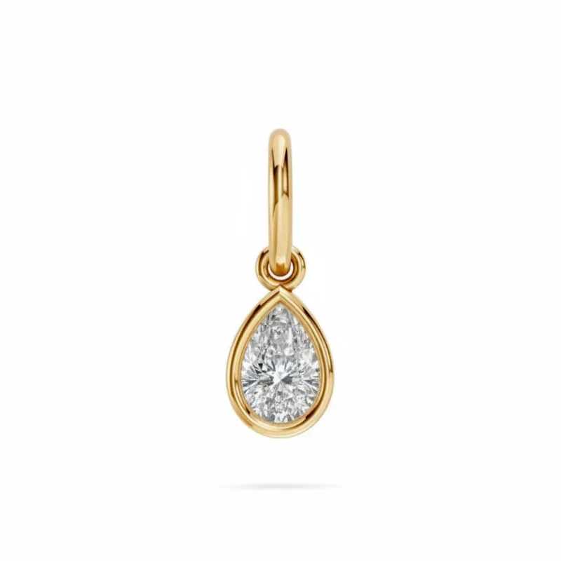 Lab Grown Diamond Pear Bezel Dangling Charm14K made by Adina Eden's