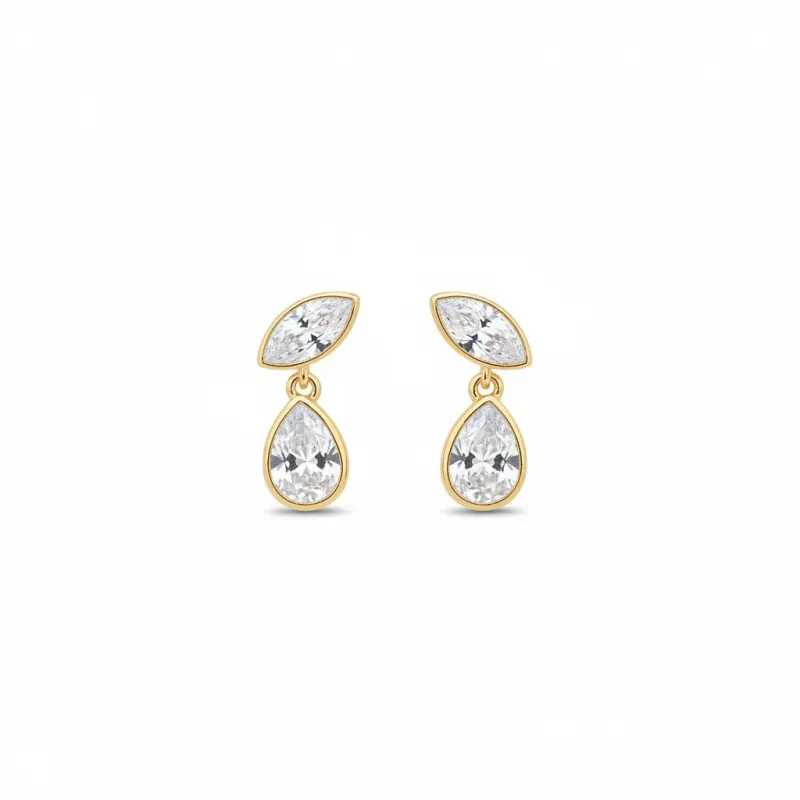Lab Grown Diamond Marquise X Pear Drop Stud Earring 14K made by Adina Eden's