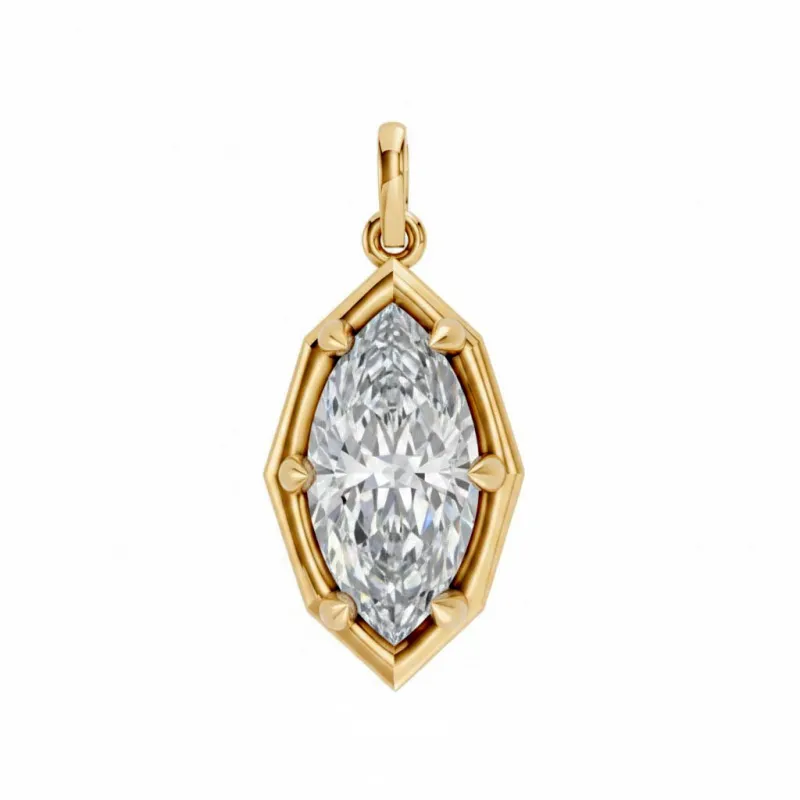 Lab Grown Diamond Marquise Encased Charm 14K made by Adina Eden's