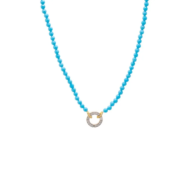 Turquoise Beaded Diamond Toggle Necklace 14K made by Adina Eden's