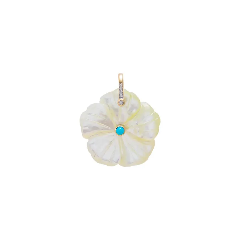 Diamond MOP Flower Turquoise Charm 14K made by Adina Eden's