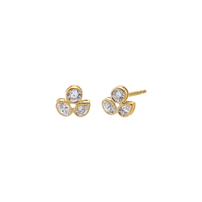 Lab Grown Diamond Oval/Pear Bezel Stud Earring 14K made by Adina Eden's