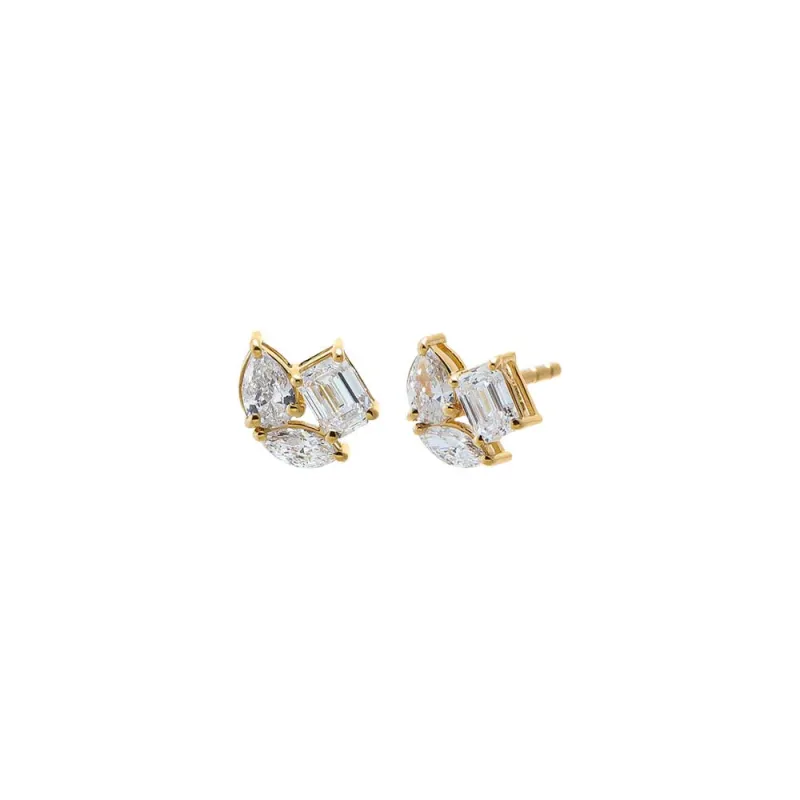 Lab Grown Diamond Mulitshap Prong Stud Earring 14K made by Adina Eden's