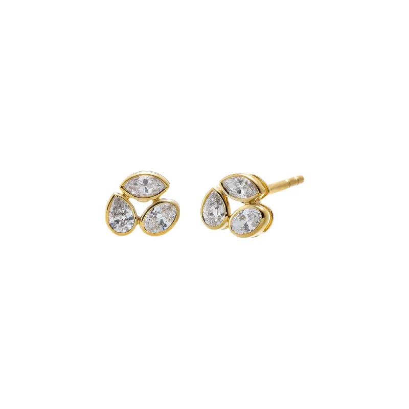 Lab Grown Diamond Marquise/Oval/Pear Bezel Earring 14K made by Adina Eden's